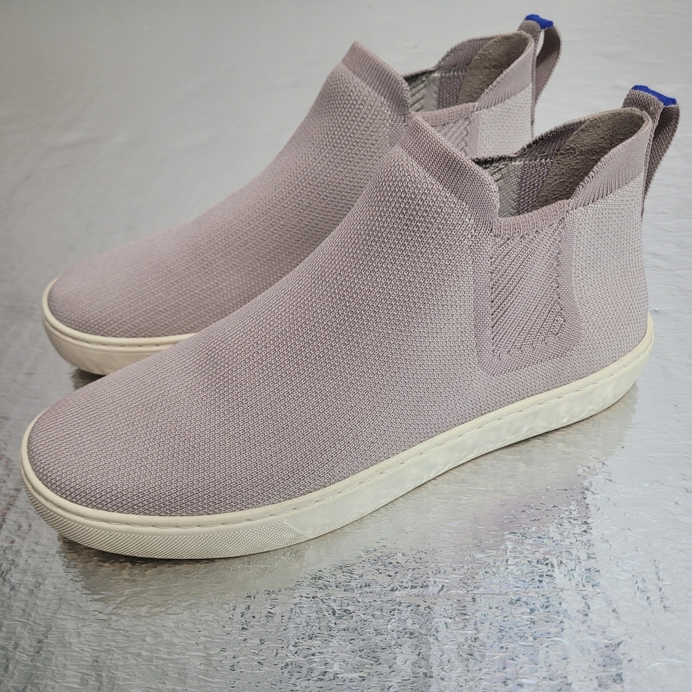 Rothy's The Chelsea Lilac Gray Ankle Hi-Top Knit Pull Up Boots Women's Size 9.5